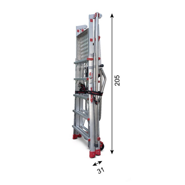 Pala Da Neve Per Pannelli Solari, Telescopica Da 131 A 480cm, Con Ruote E Testa 70x15cm, In Alluminio E PVC