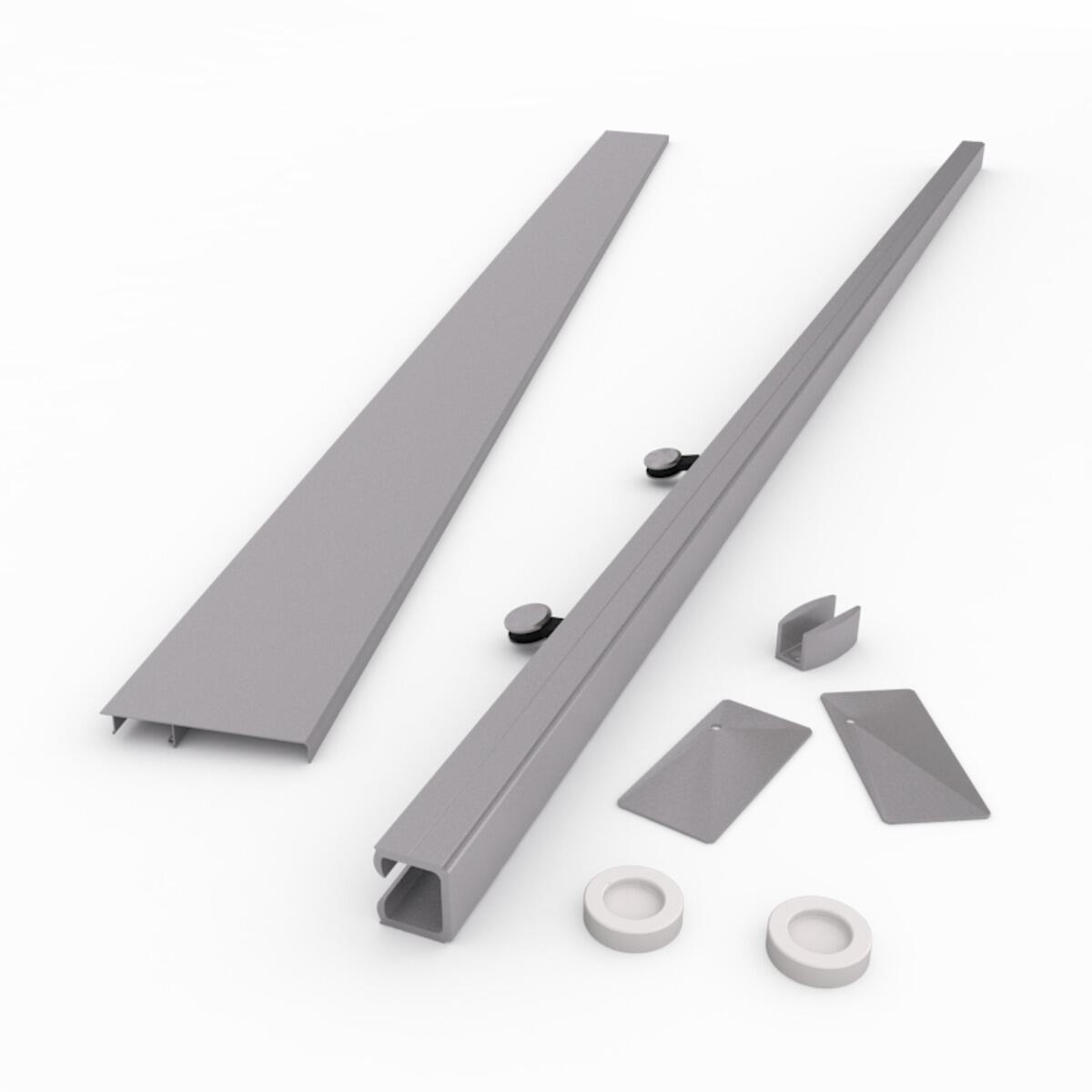 Sistema scorrevole Alu Vetro in alluminio grigio anodizzato per anta in vetro, L 200 x H 12 cm - 3