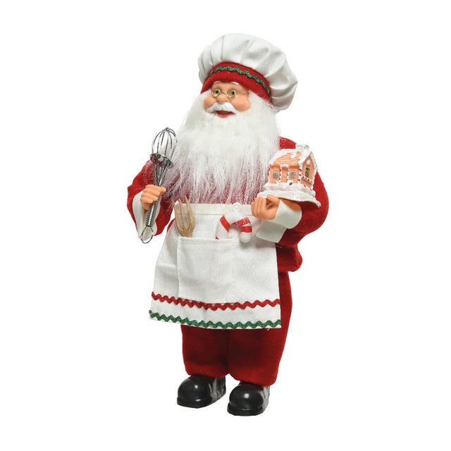 Lights4fun Babbo Natale Luminoso in Acrilico con Albero e Orsetto di 32 cm con 40 LED Bianco e Timer Figura di Natale Decorazione per Interni ed Esterni
