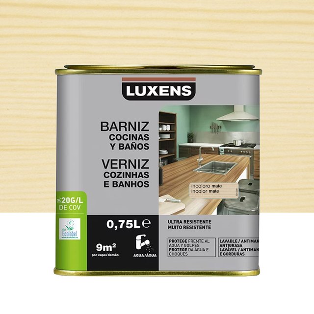 Verniz aquoso wc e cozinhas mate 0.75L incolor Luxens