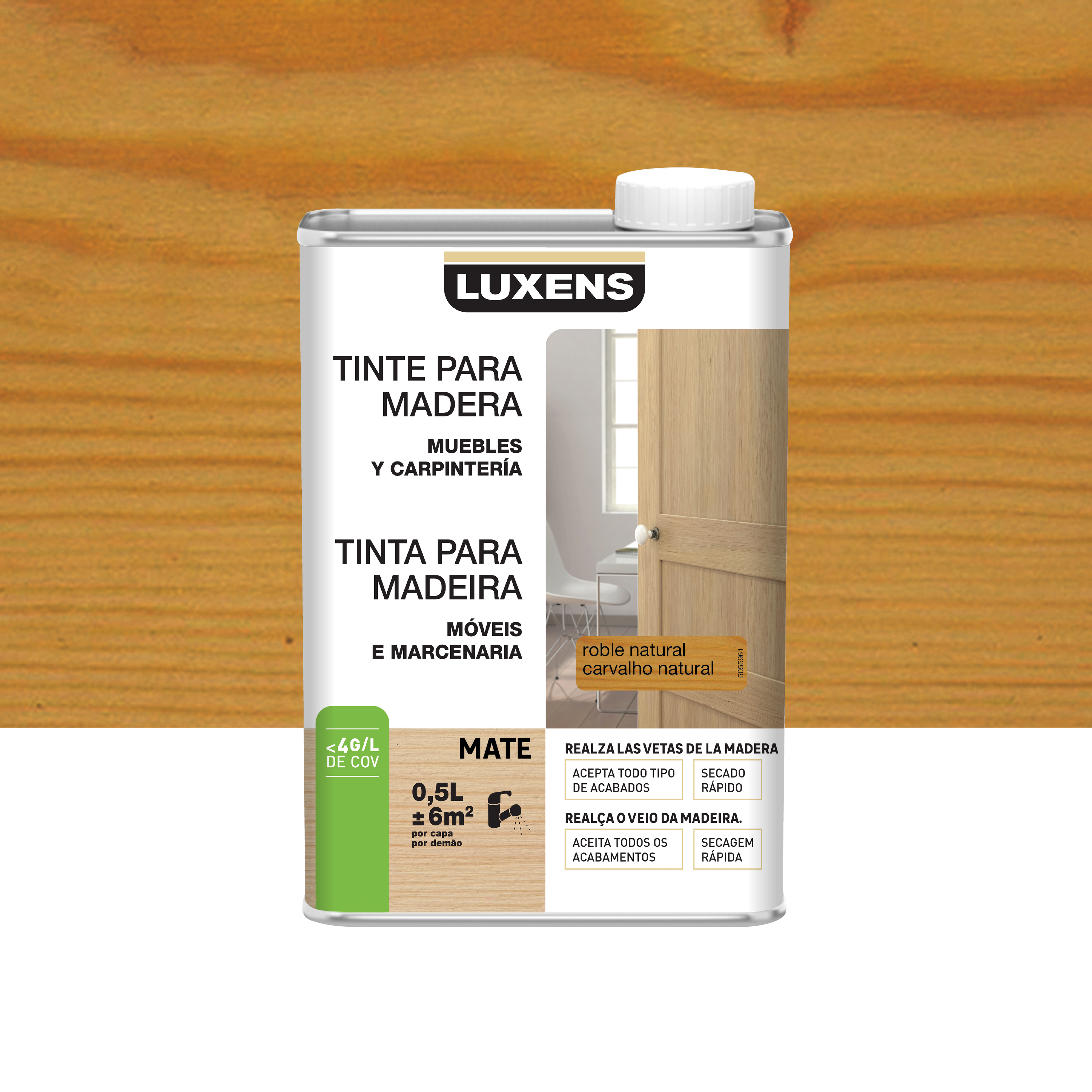 Tinte para la madera mate al agua luxens 500ml incoloro