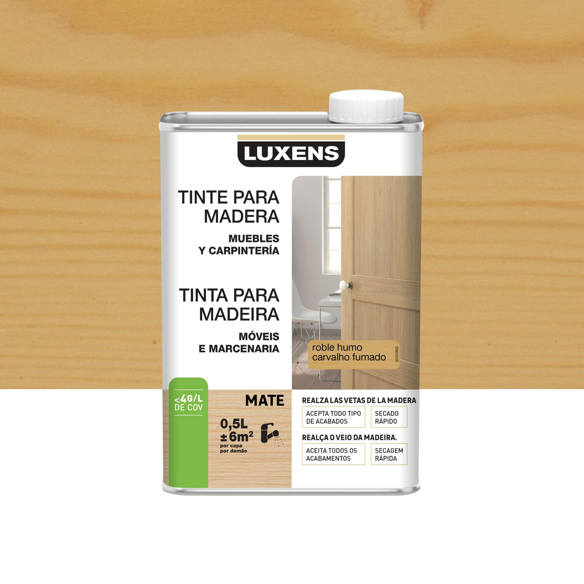 Tinte para la madera mate al agua luxens 500ml roble ahumado