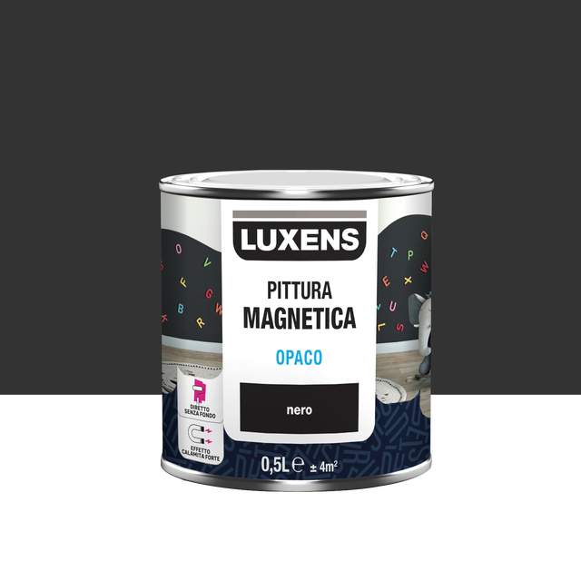 Pittura per interni per parete e porta magnetico, LUXENS muri, legno, ferro nero opaco, 0.5 L