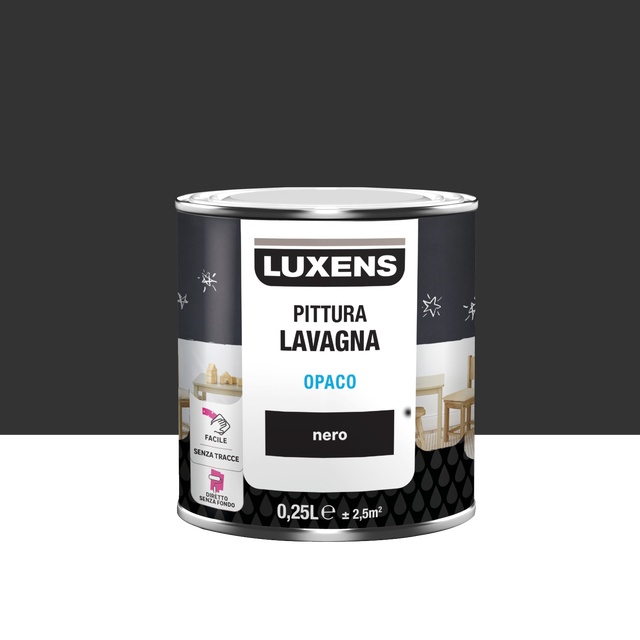 Pittura per interni per parete e porta lavagna, LUXENS muri, legno, ferro nero opaco, 0.25 L