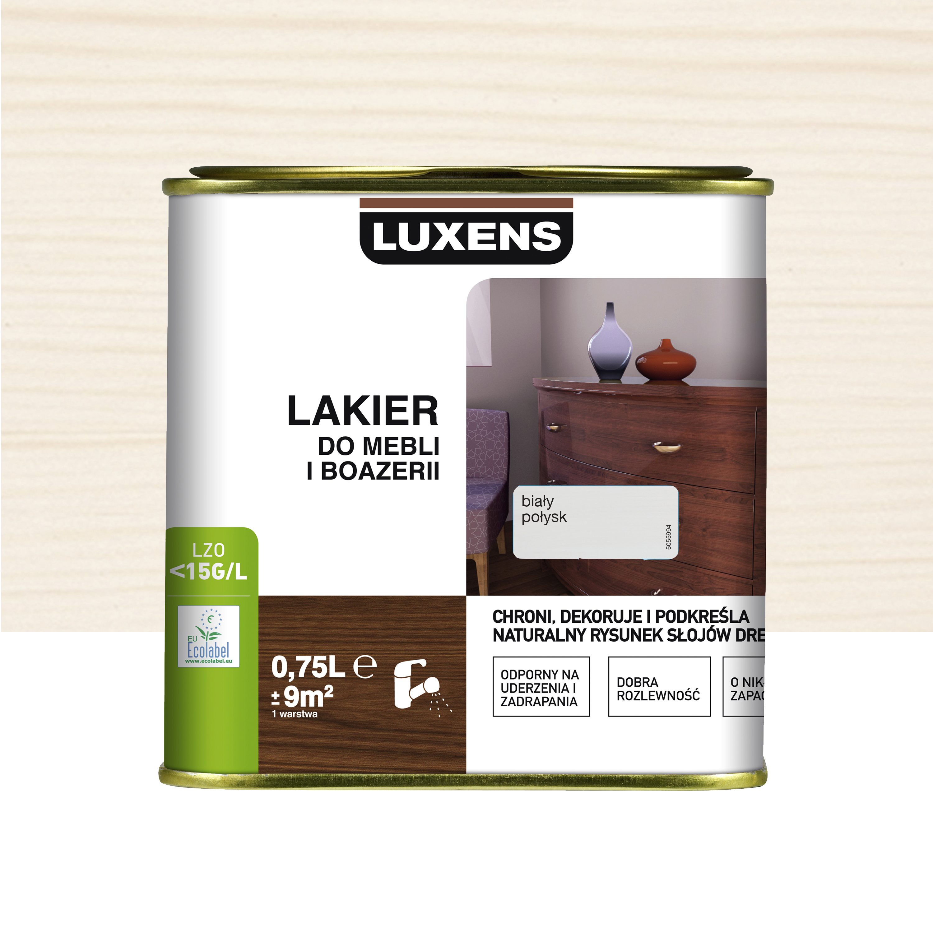 Lakier do mebli i boazerii 0.75 l Biały Połysk Luxens