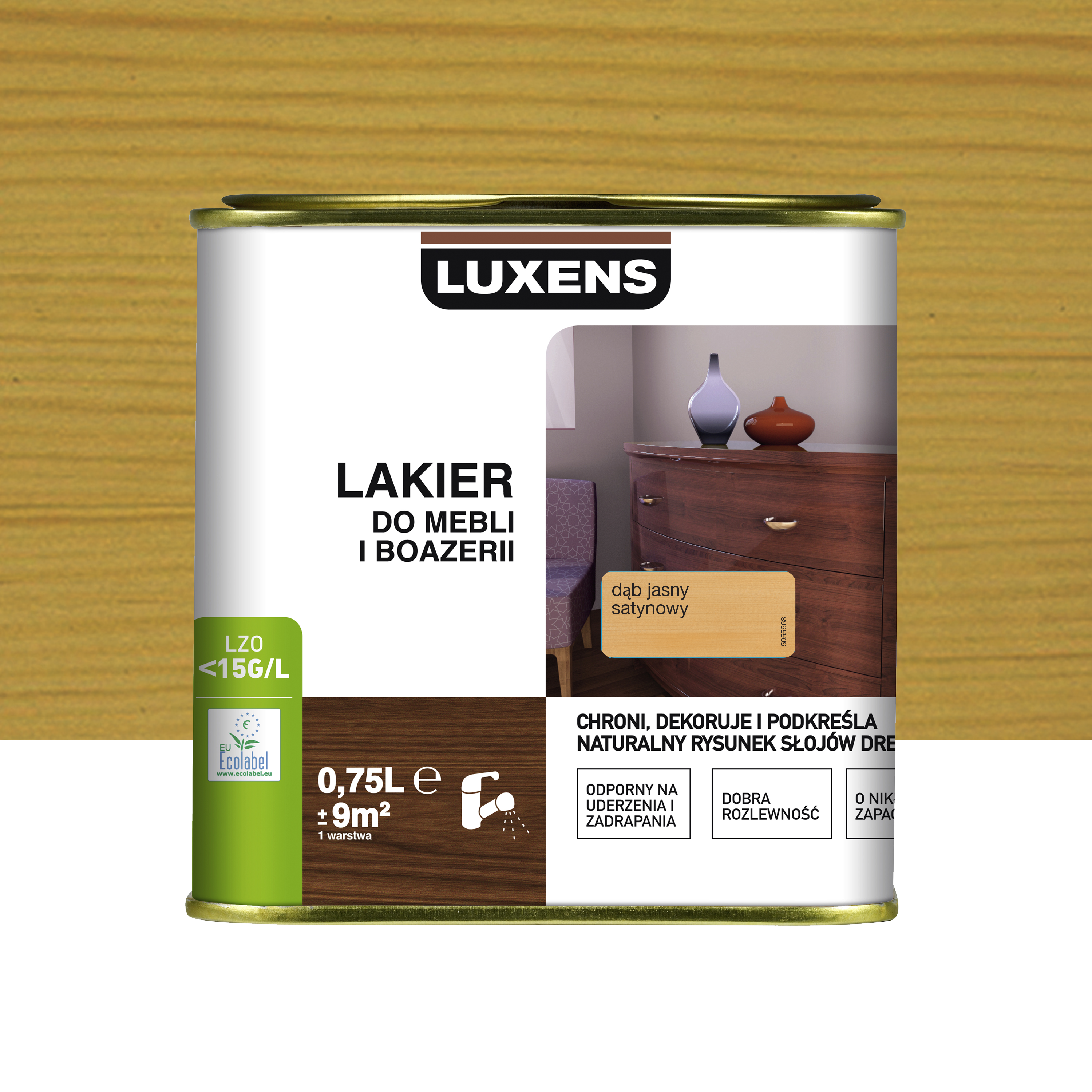 Lakier do mebli i boazerii 0.75 l Jasny Dąb Satyna Luxens