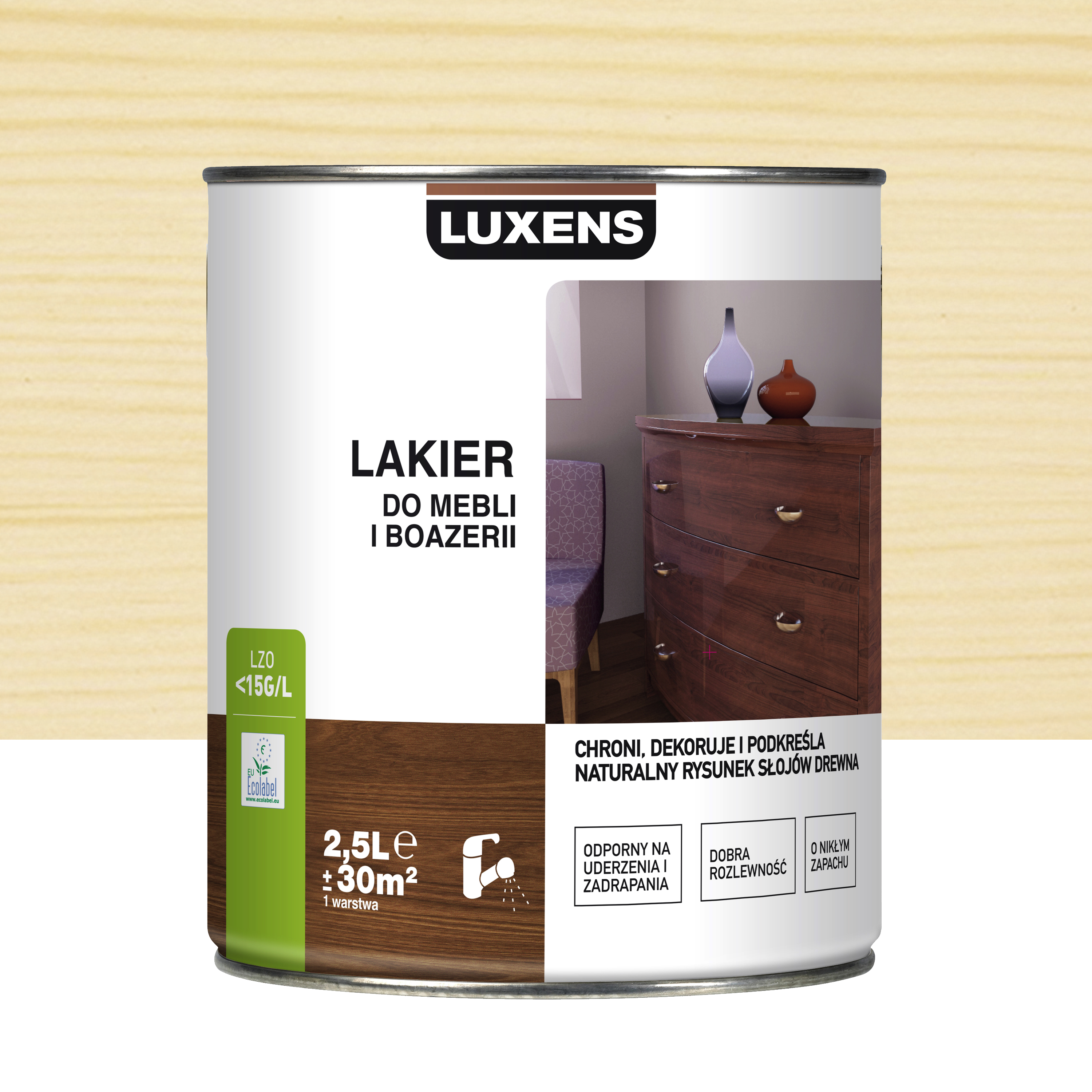 Lakier DO MEBLI I BOAZERII 2.5 l Bezbarwny Satyna LUXENS