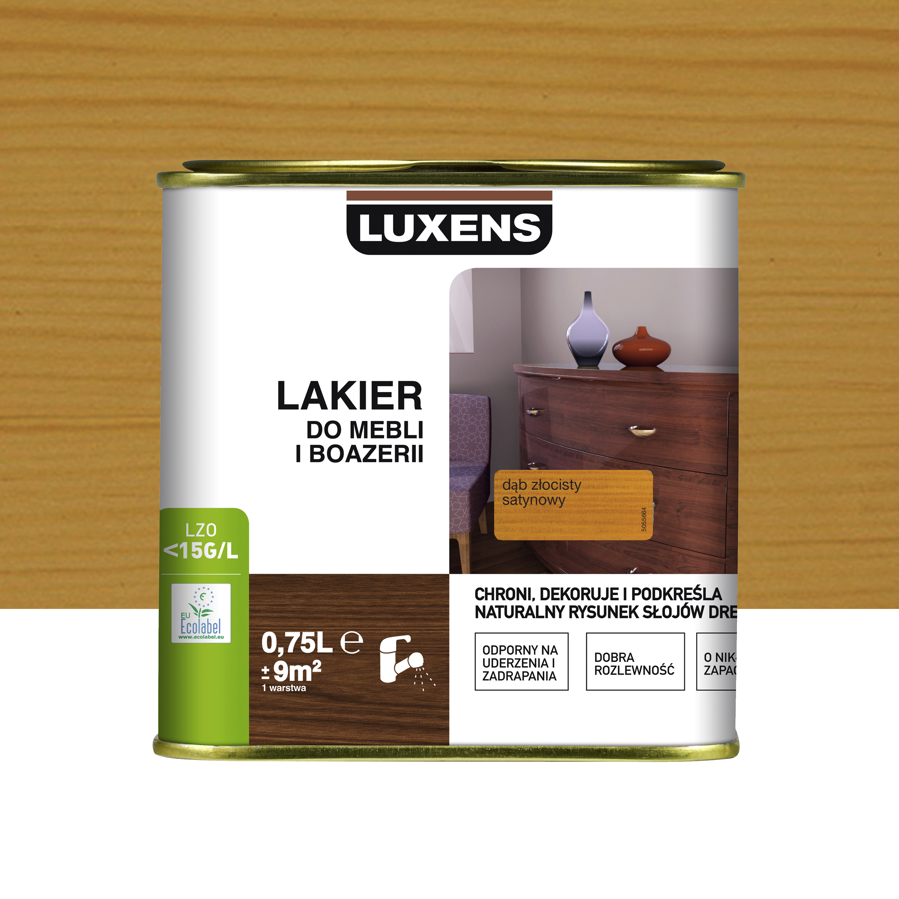 Lakier do mebli i boazerii 0.75 l Złoty Dąb Satyna Luxens
