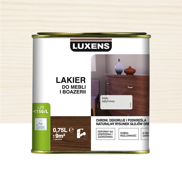 Lakier do mebli i boazerii 0.75 l Biały Satyna Luxens