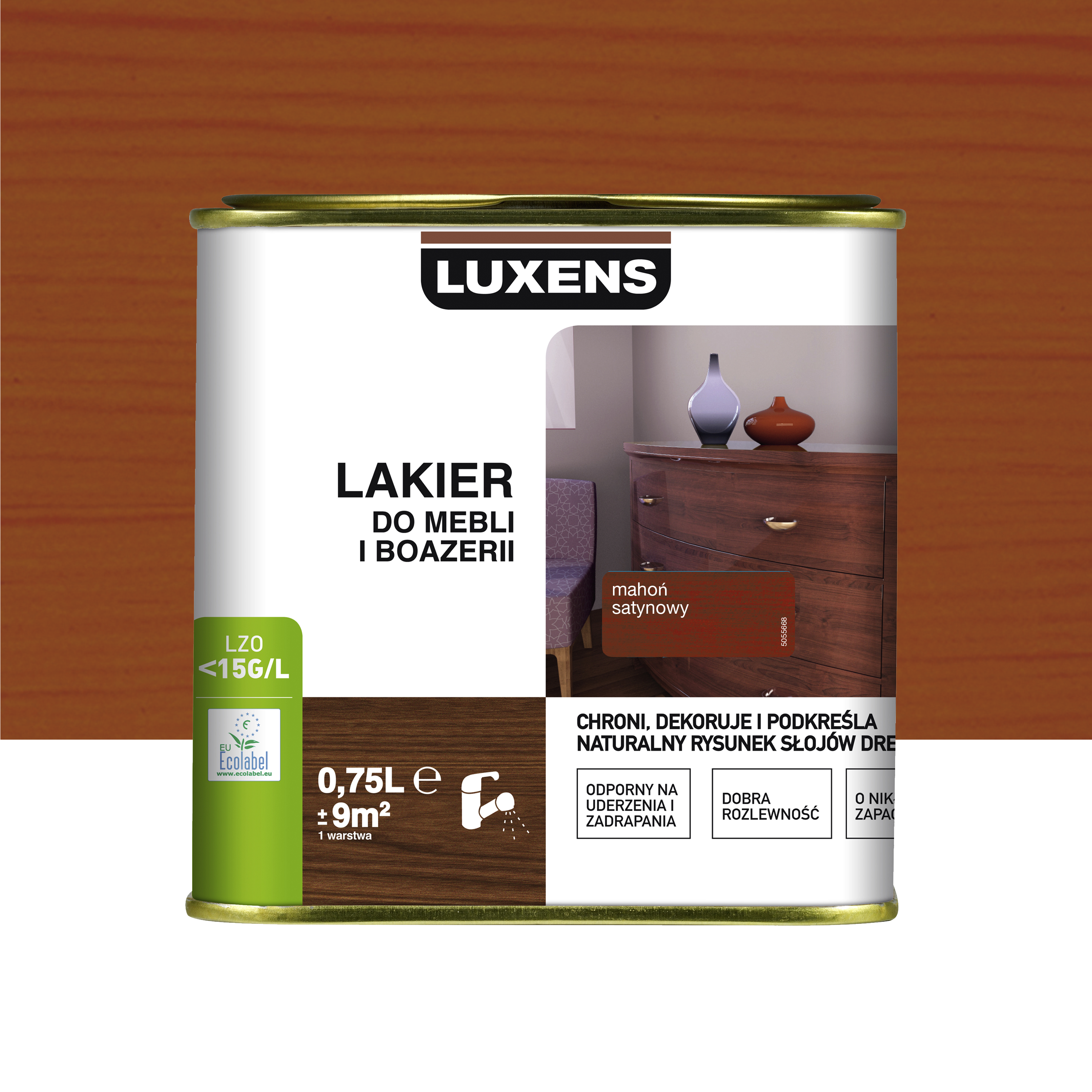 Lakier do mebli i boazerii 0.75 l Mahoń Satyna Luxens
