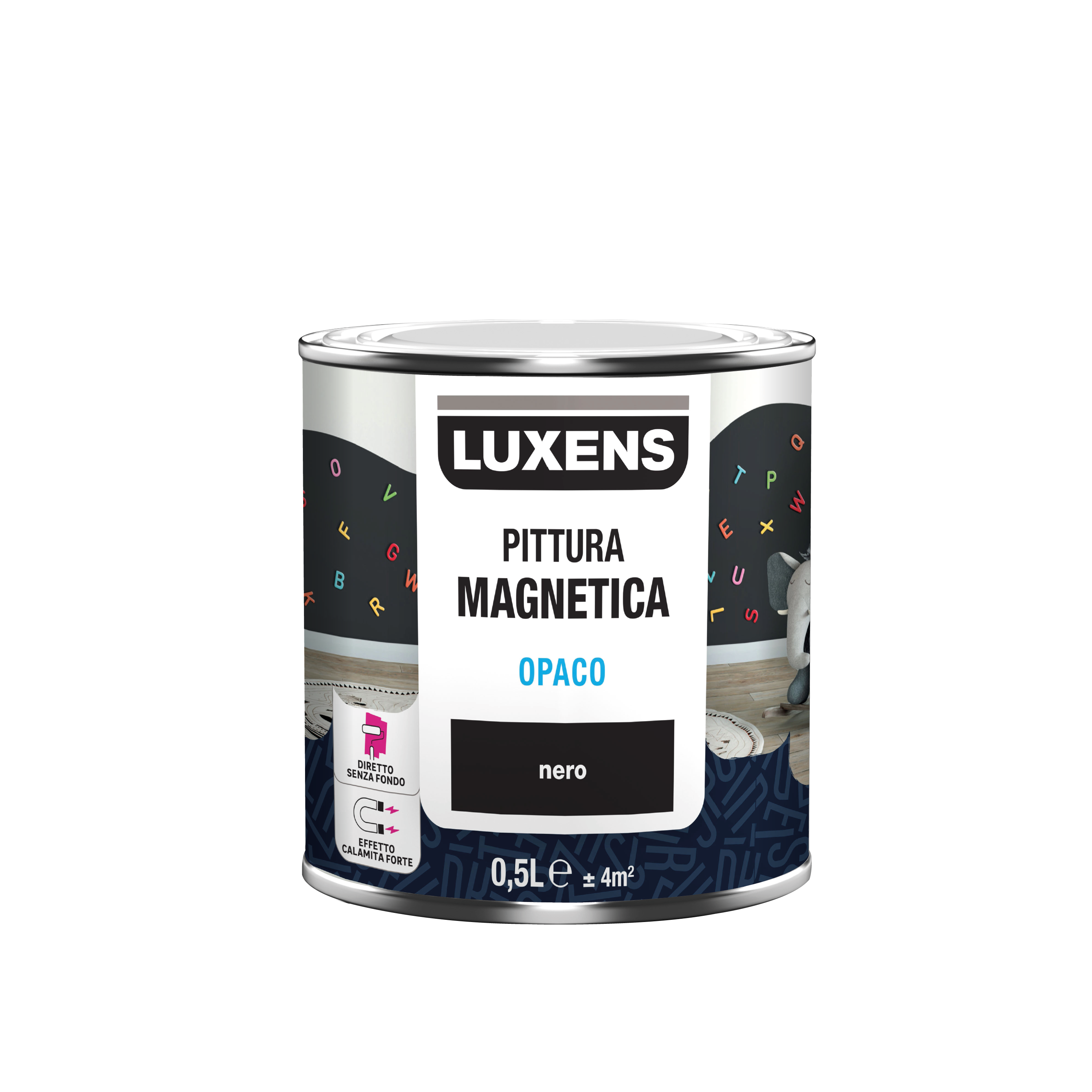 Pittura per interni per parete e porta magnetico, LUXENS muri, legno, ferro nero opaco, 0.5 L - 2