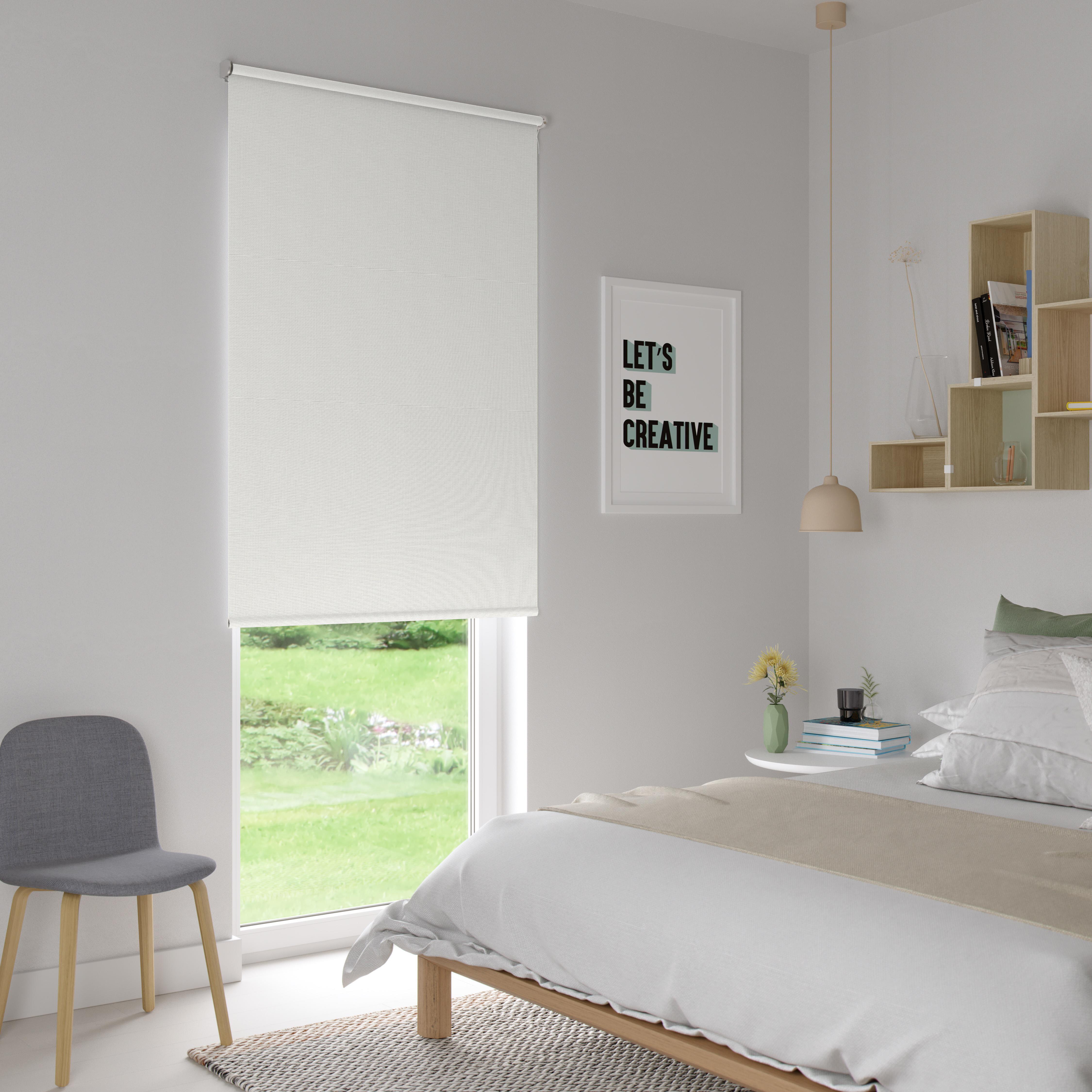 Estor motorizado enrollable translúcido canberra white blanco inspire 105x250cm