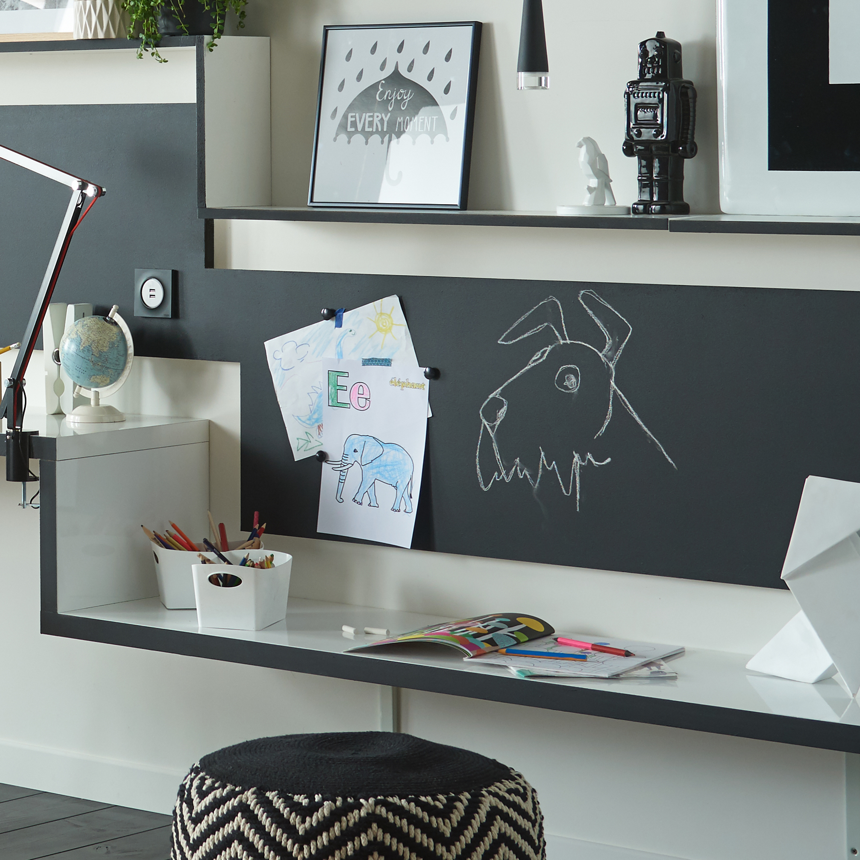 Pittura per interni per parete e porta magnetico, LUXENS muri, legno, ferro nero opaco, 0.5 L - 5