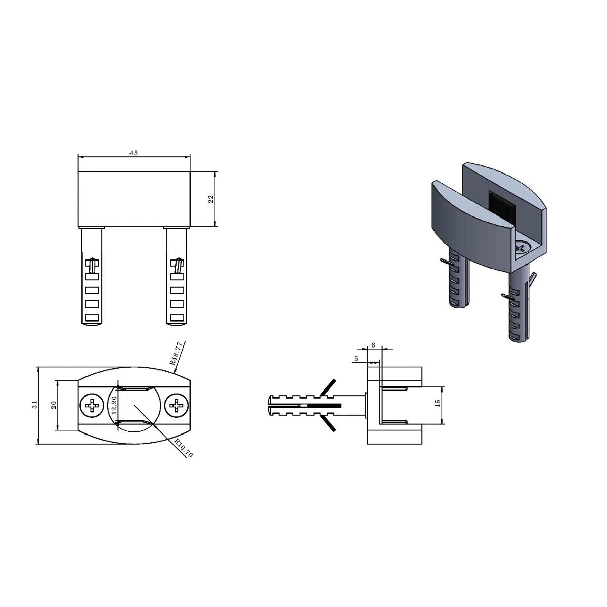 Sistema scorrevole Alu Vetro in alluminio grigio anodizzato per anta in vetro, L 200 x H 12 cm - 7