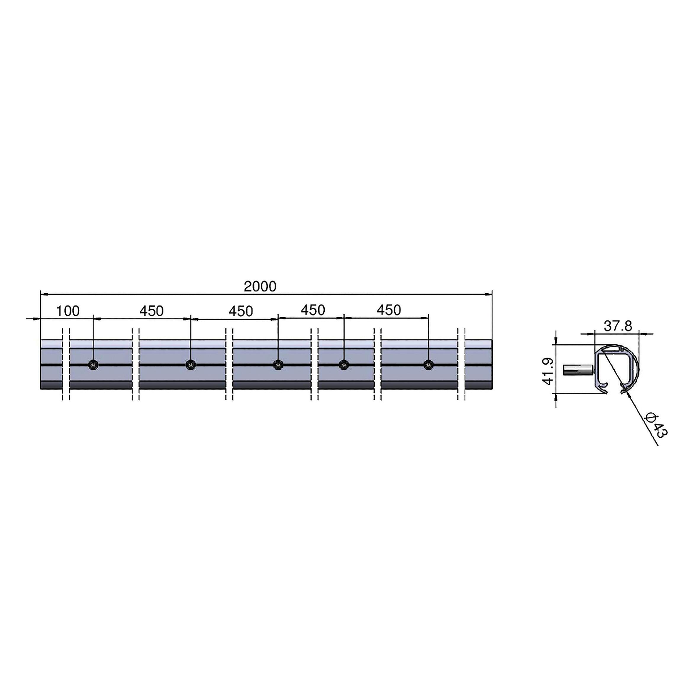 Sistema scorrevole Atena in alluminio grigio anodizzato per anta in vetro, L 200 x H 12 cm - 5