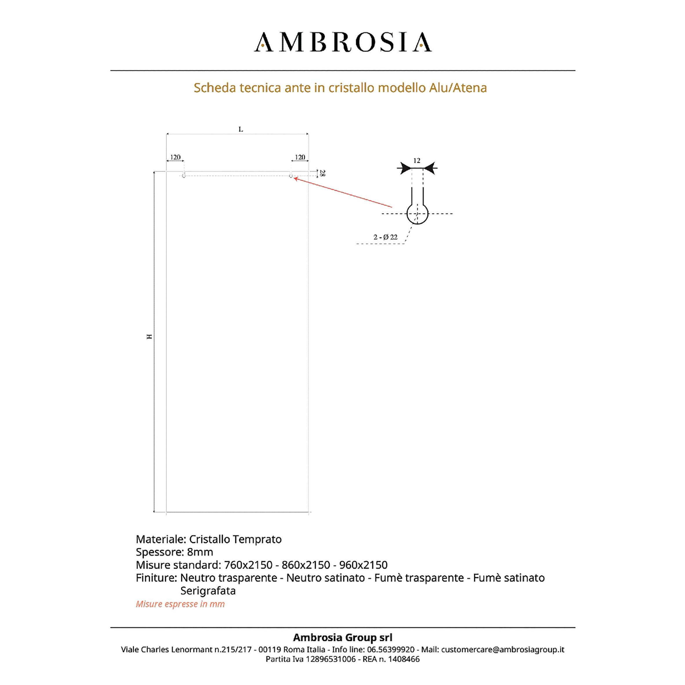 Anta per porta scorrevole esterno muro Euclide fumè in vetro, L 76 x H 215 cm spessore 8 mm, apertura reversibile - 3