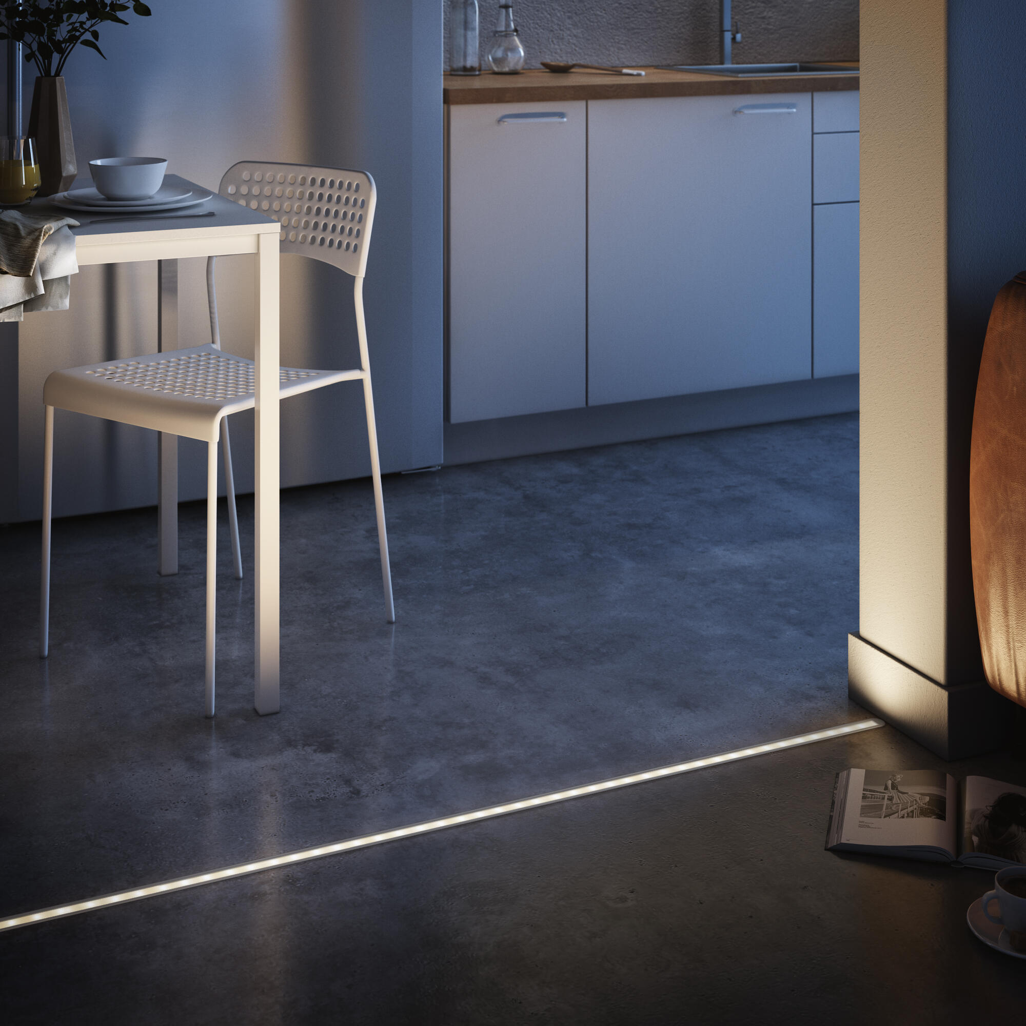 Profilé encastré 2 mètres pour ruban LED, argent, INSPIRE - 2