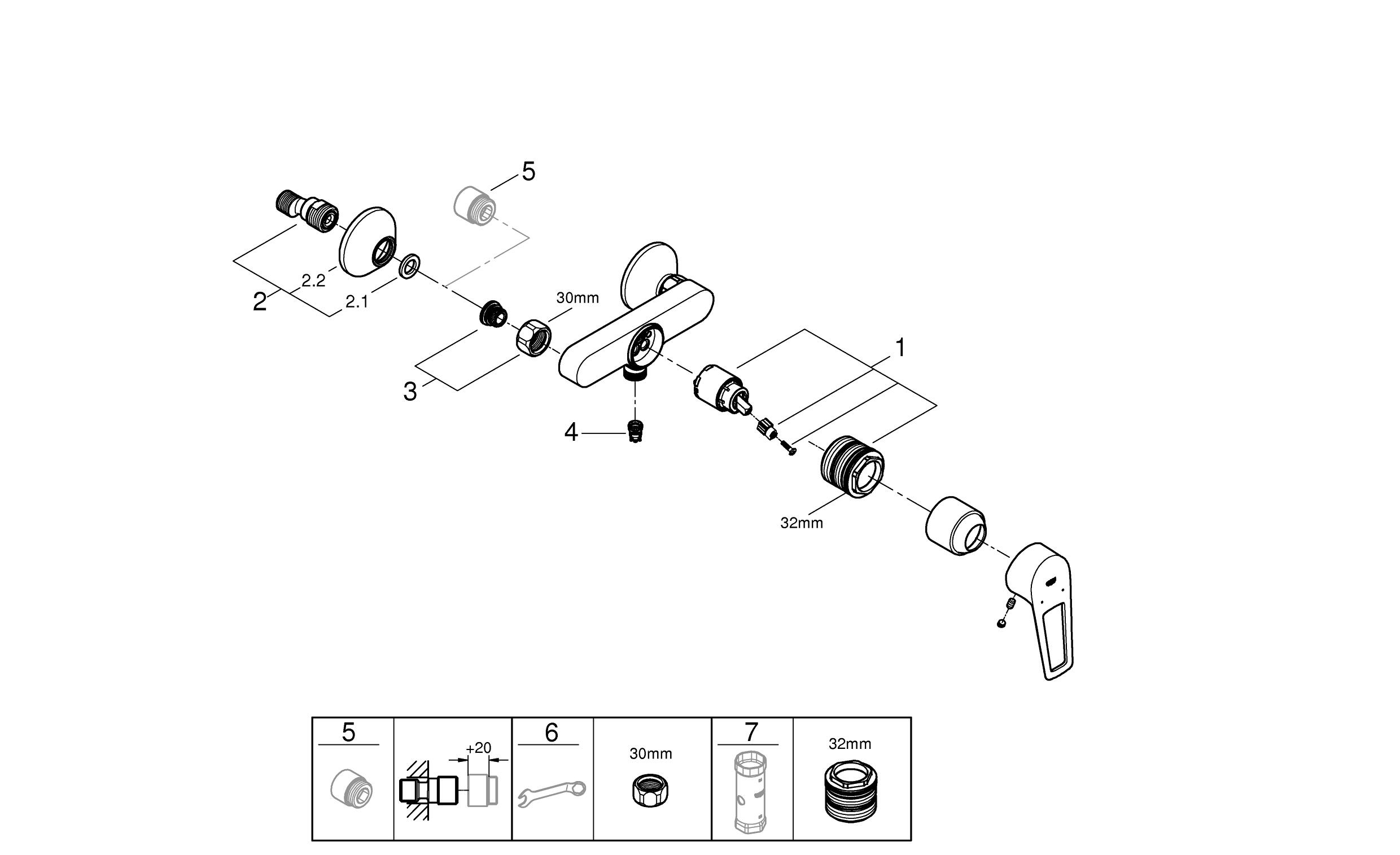 Rubinetto per doccia ad incasso a 2 manopole START LOOP cromo lucido GROHE - 6