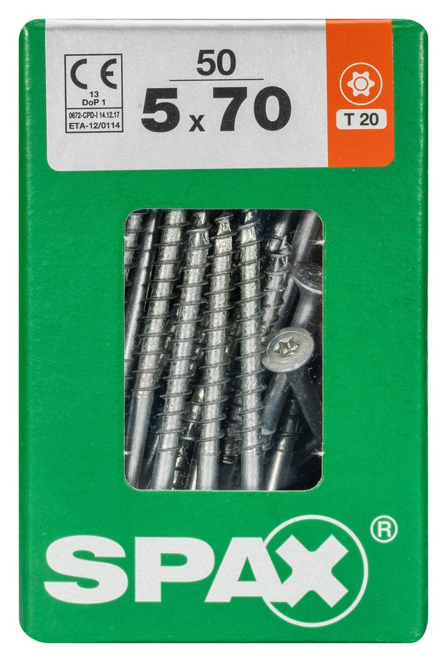 50 vis acier tête fraisée t-star+ SPAX, Ø5 x L.70 mm