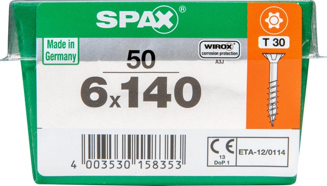 50 vis acier tête fraisée t-star+ SPAX, Ø6 x L.140 mm