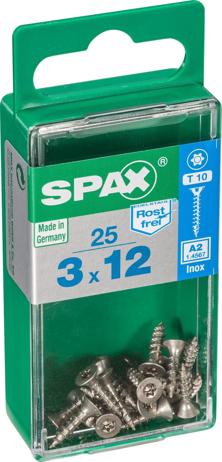 25 vis acier tête fraisée t-star+ SPAX, Ø3 x L.12 mm - 2