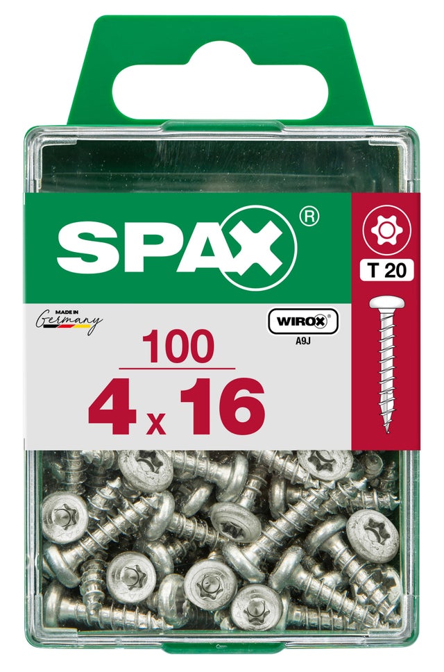 100 vis acier tête ronde t-star+ SPAX, Ø4 x L.16 mm