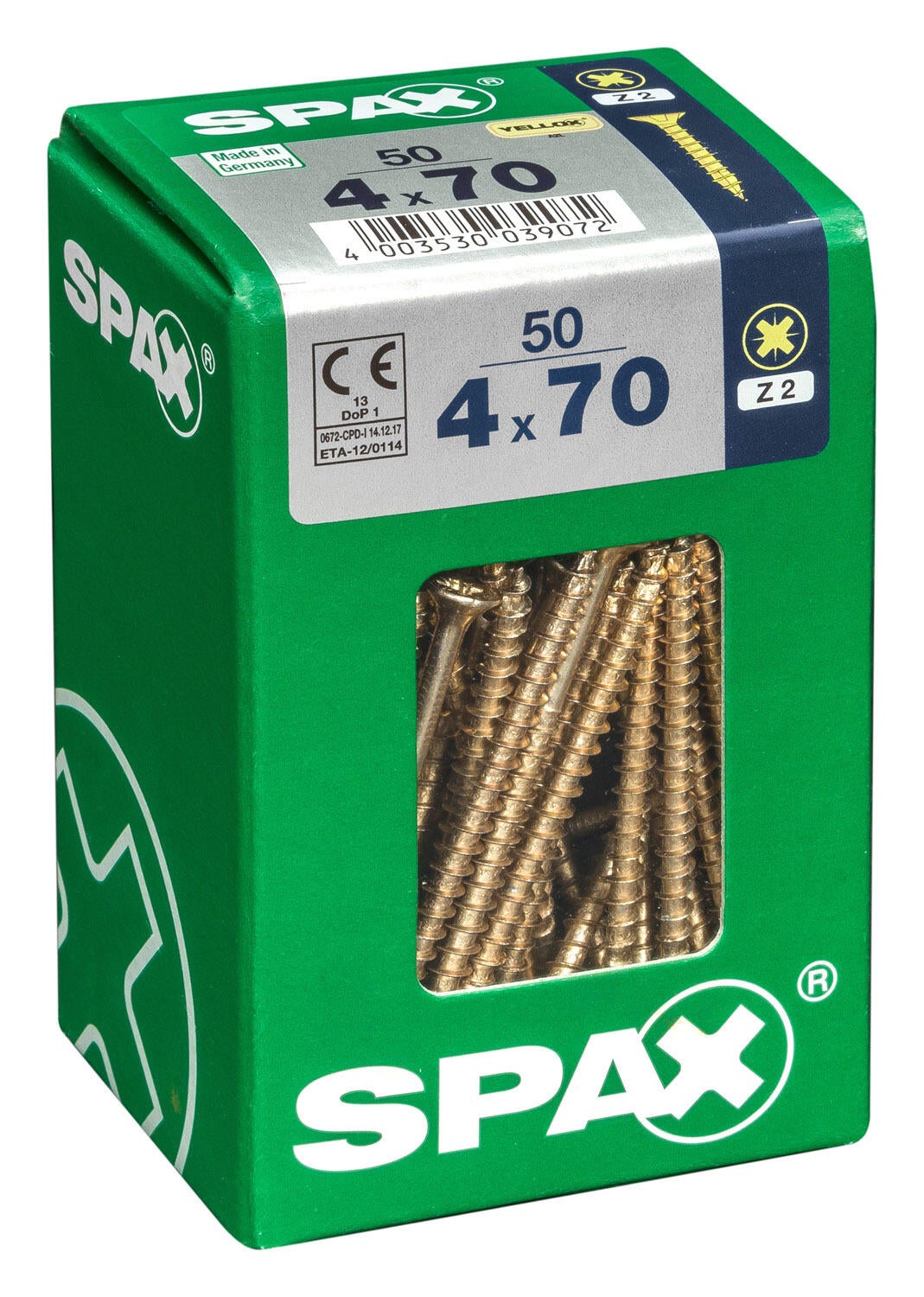 50 vis acier tête fraisée pozidriv SPAX, Ø4 x L.70 mm