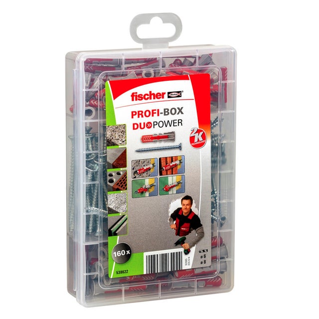 Kit chevilles et vis nylon FISCHER x 160, Diam. 6 / 8 x L.30 / 40 mm