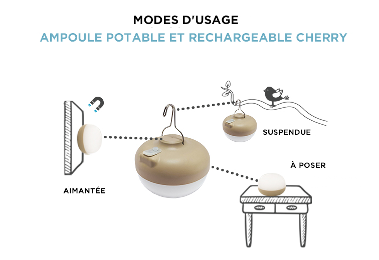 Ampoule décorative rechargeable Cherry 900 Lumen beige NEWGARDEN - 9