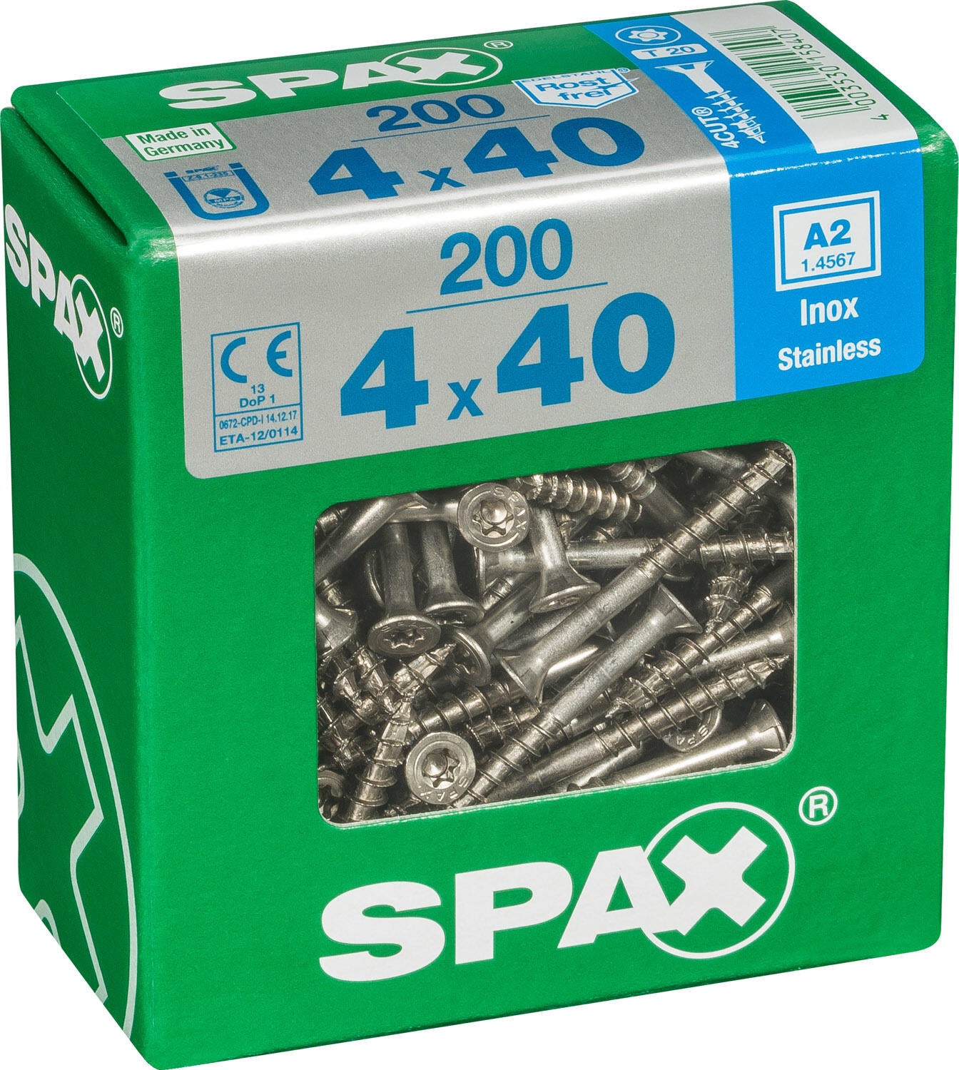 200 vis acier tête fraisée t-star+ SPAX, Ø4 x L.40 mm - 2