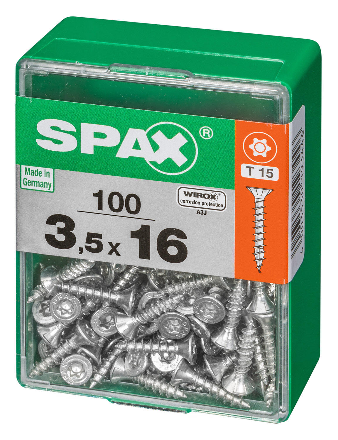 100 vis acier tête fraisée t-star+ SPAX, Ø3.5 x L.16 mm - 3