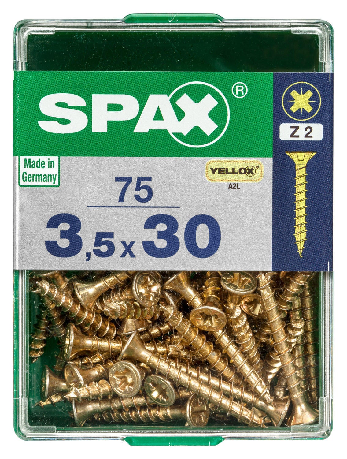 75 vis acier tête fraisée pozidriv SPAX, Ø3.5 x L.30 mm - 3