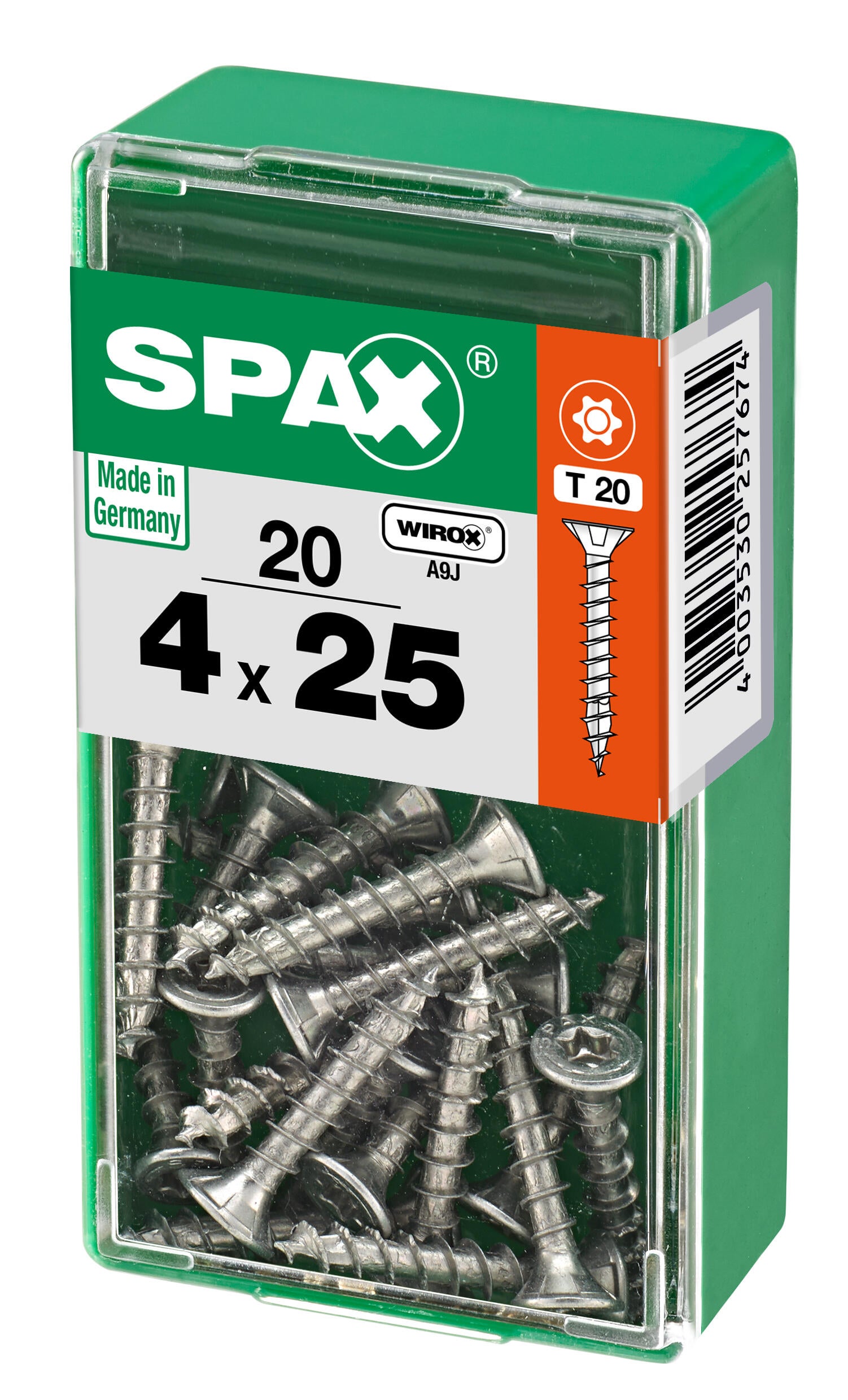 Vite SPAX testa svasata T20 in acciaio wirox Ø4XL25 mm, 20 pezzi - 5