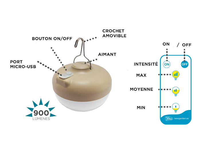 Ampoule décorative rechargeable Cherry 900 Lumen beige NEWGARDEN - 8