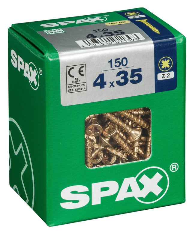 150 vis acier tête fraisée pozidriv SPAX, Ø4 x L.35 mm