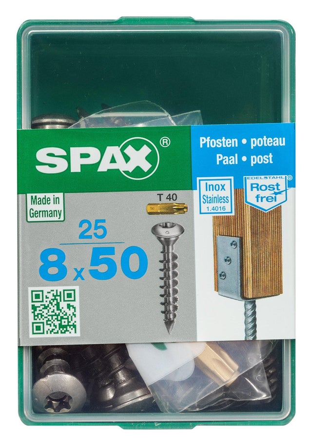 25 vis acier bombé t-star+ SPAX, Ø8 x L.50 mm