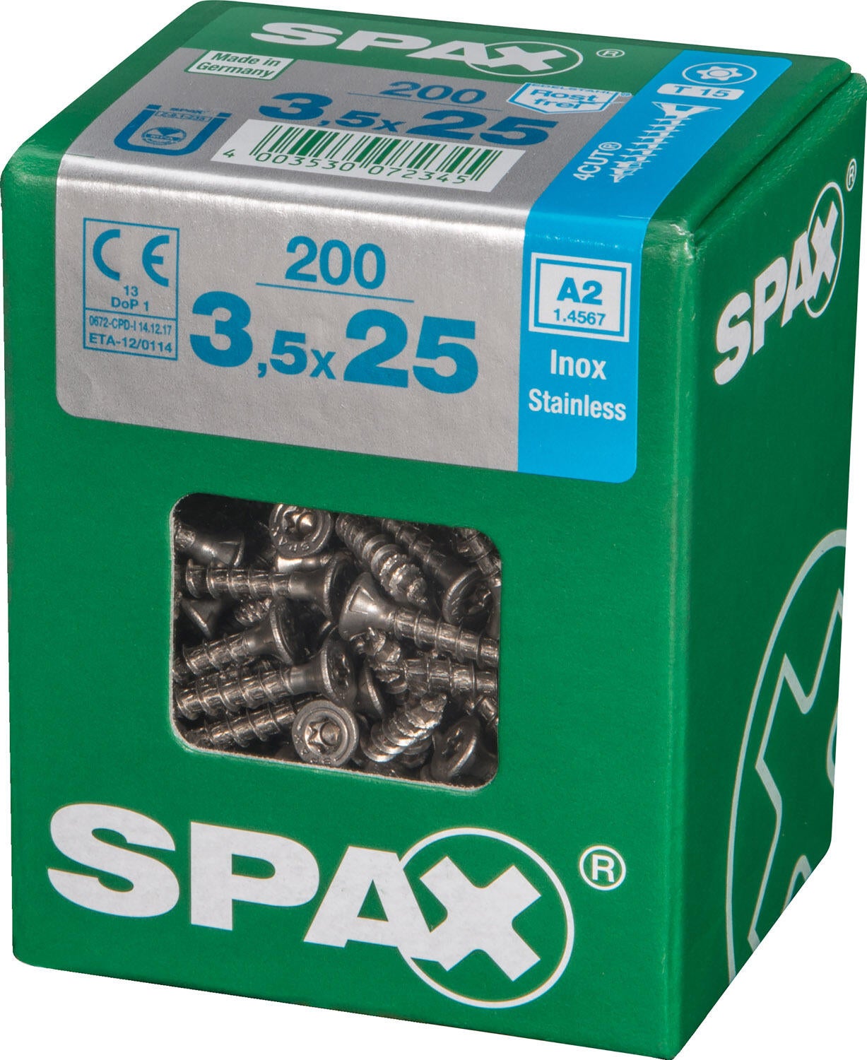 200 vis acier tête fraisée t-star+ SPAX, Ø3.5 x L.25 mm - 3