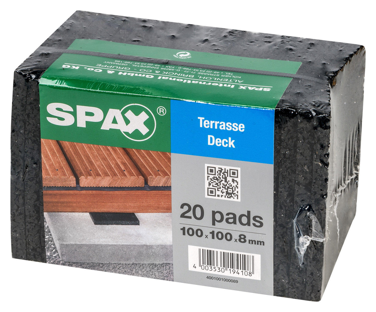 Plaques anti vibrations terrasse  l.100 x L.100 x 8 mm SPAX - 2