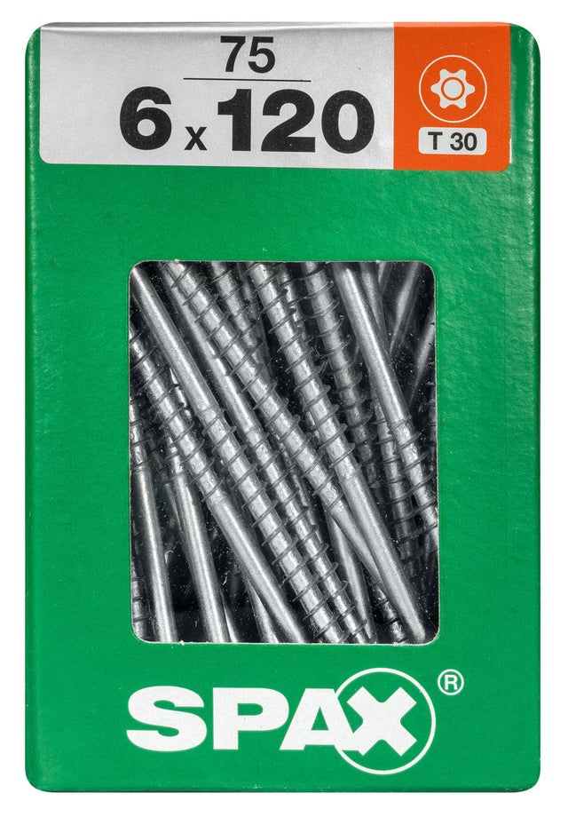 75 vis acier tête fraisée t-star+ SPAX, Ø6 x L.120 mm
