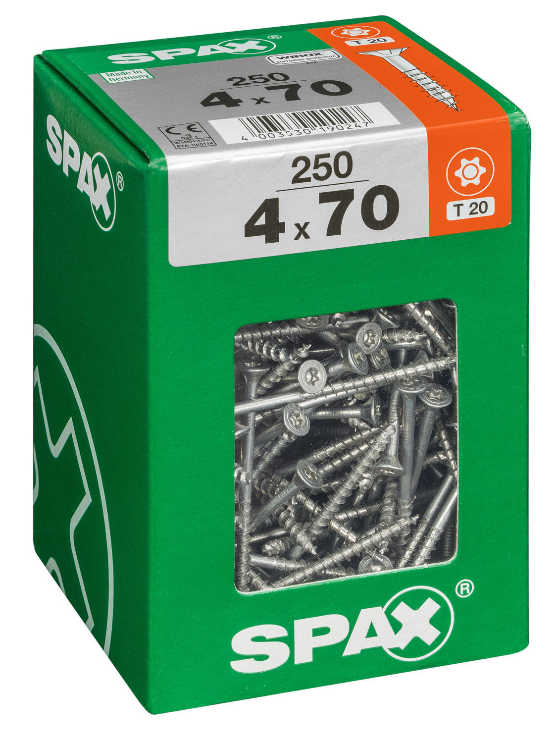 250 vis acier tête fraisée t-star+ SPAX, Ø4 x L.70 mm - 2