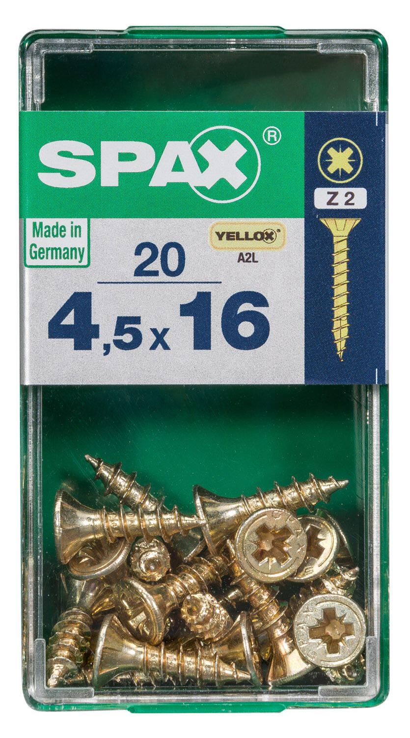 20 vis acier tête fraisée pozidriv SPAX, Ø4.5 x L.16 mm - 4
