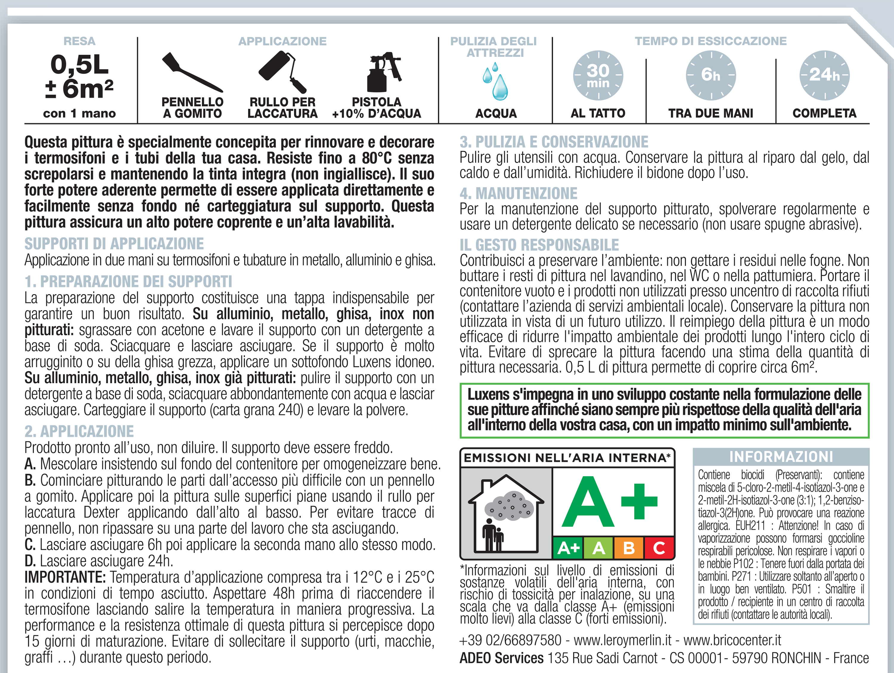 Smalto da interno per radiatore, LUXENS bianco opaco, 0.5 L - 3