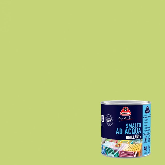 Vernice da esterno BOERO FAI DA TE brillante verde mela lucido, 0.5 l