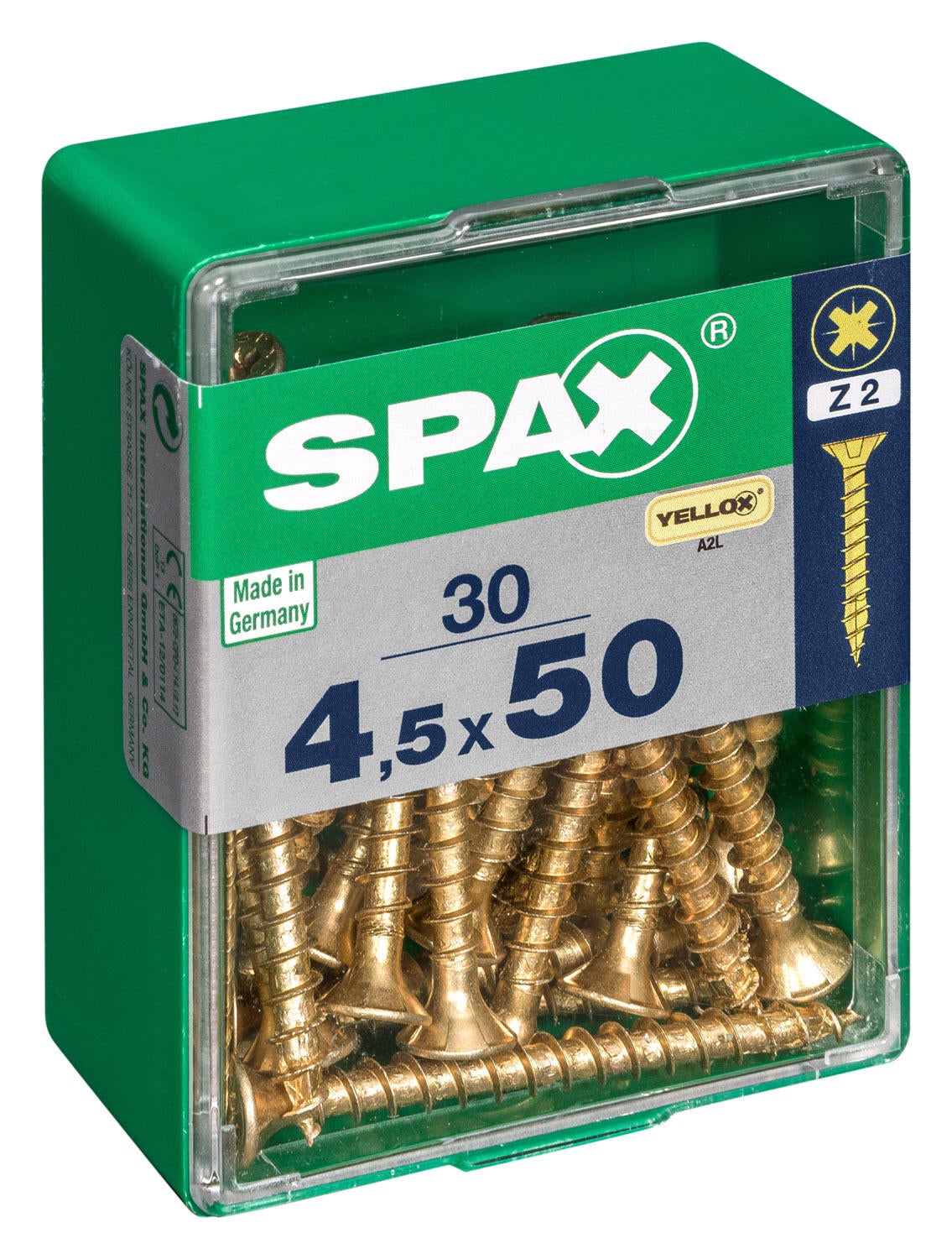 30 vis acier tête plate pozidriv SPAX, Ø4.5 x L.50 mm - 2
