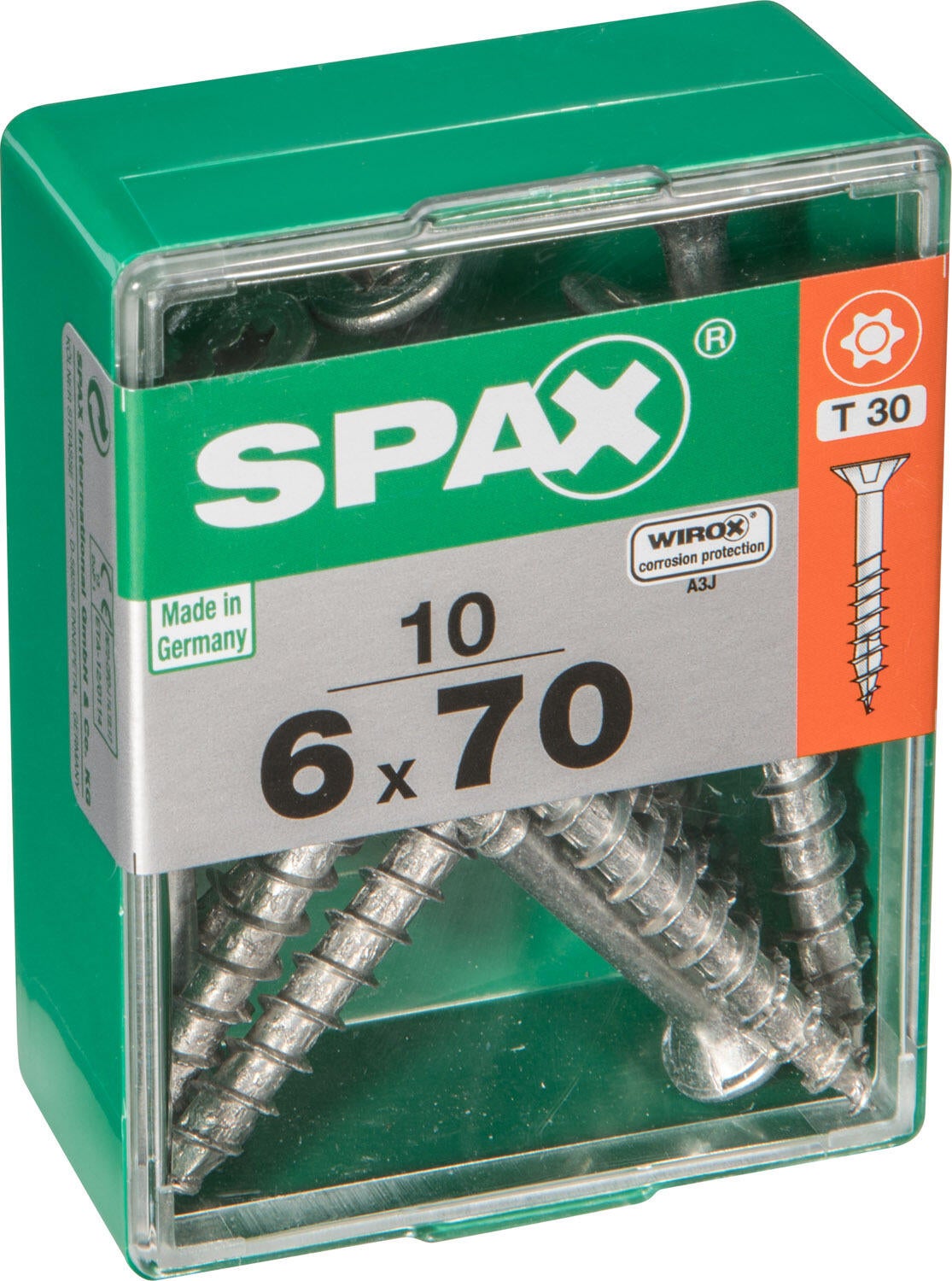 10 vis acier tête fraisée t-star+ SPAX, Ø6 x L.70 mm - 2