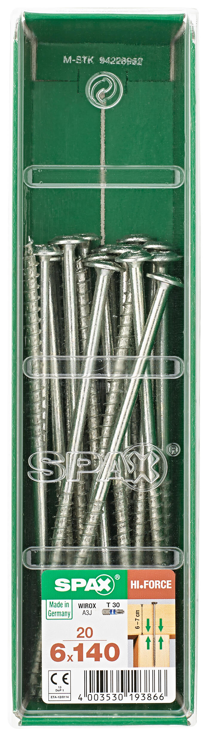 20 vis acier tête de disque extra large t-star+ SPAX, Ø6 x L.140 mm - 2