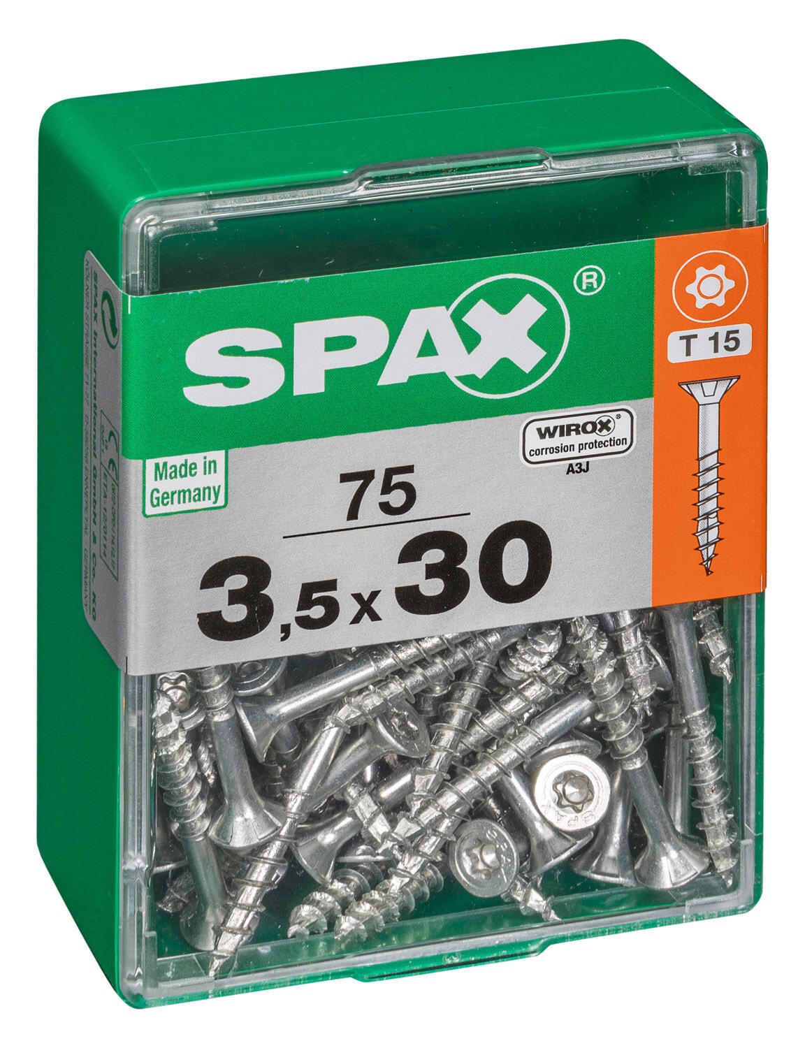 75 vis acier tête fraisée t-star+ SPAX, Ø3.5 x L.30 mm - 2