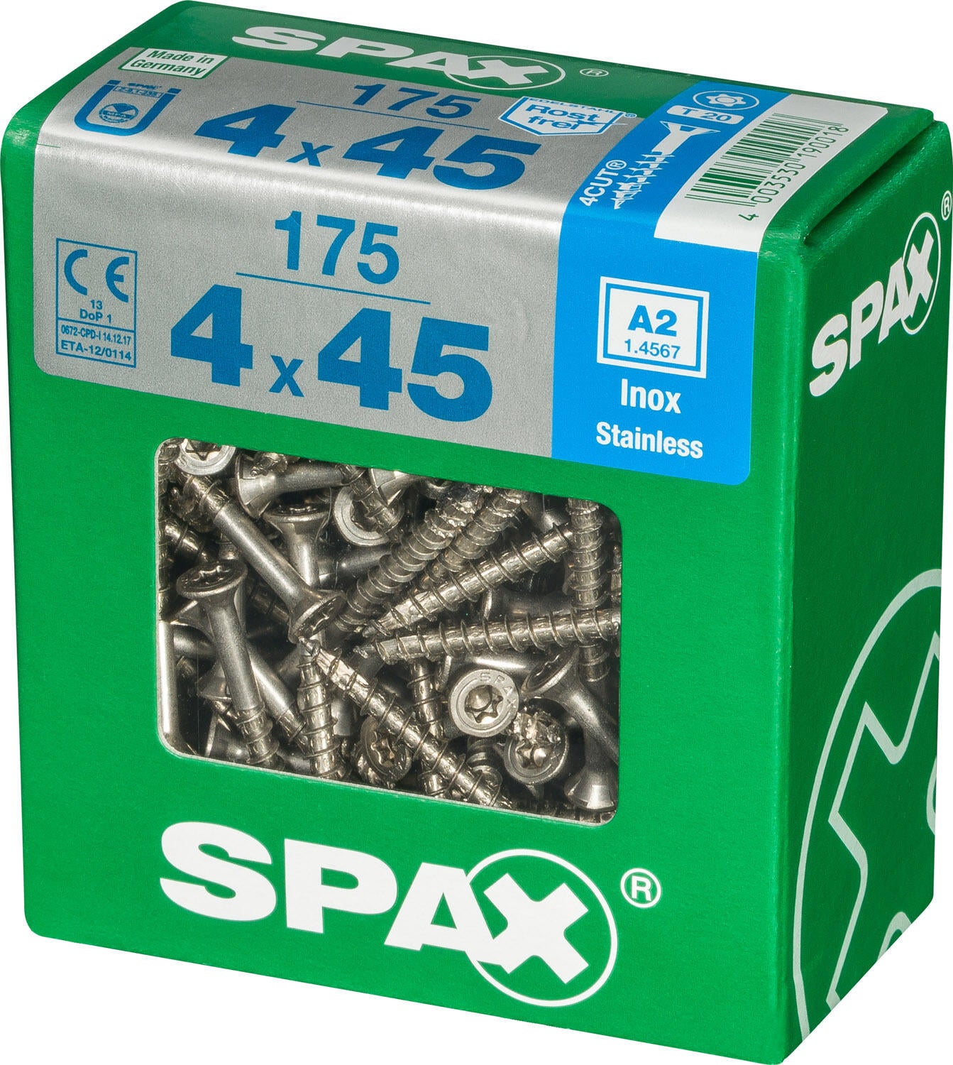 175 vis acier tête fraisée t-star+ SPAX, Ø4 x L.45 mm - 4