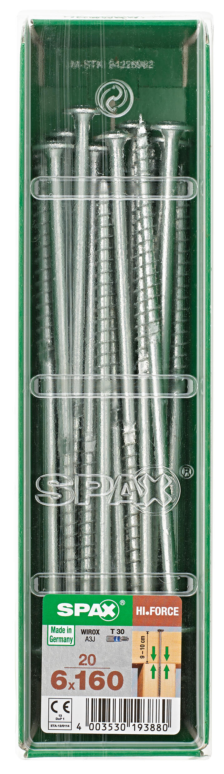 20 vis acier tête de disque extra large t-star+ SPAX, Ø6 x L.160 mm - 2