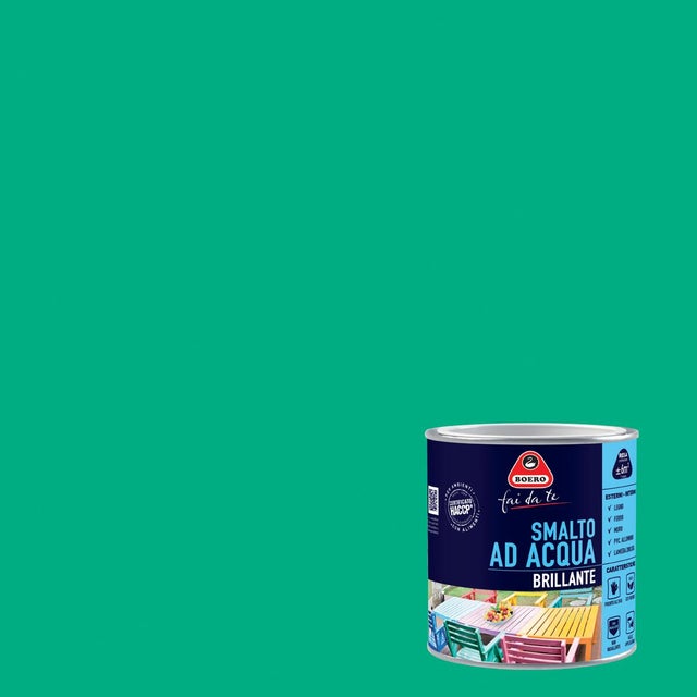 Vernice da esterno BOERO FAI DA TE brillante verde prato lucido, 0.5 l
